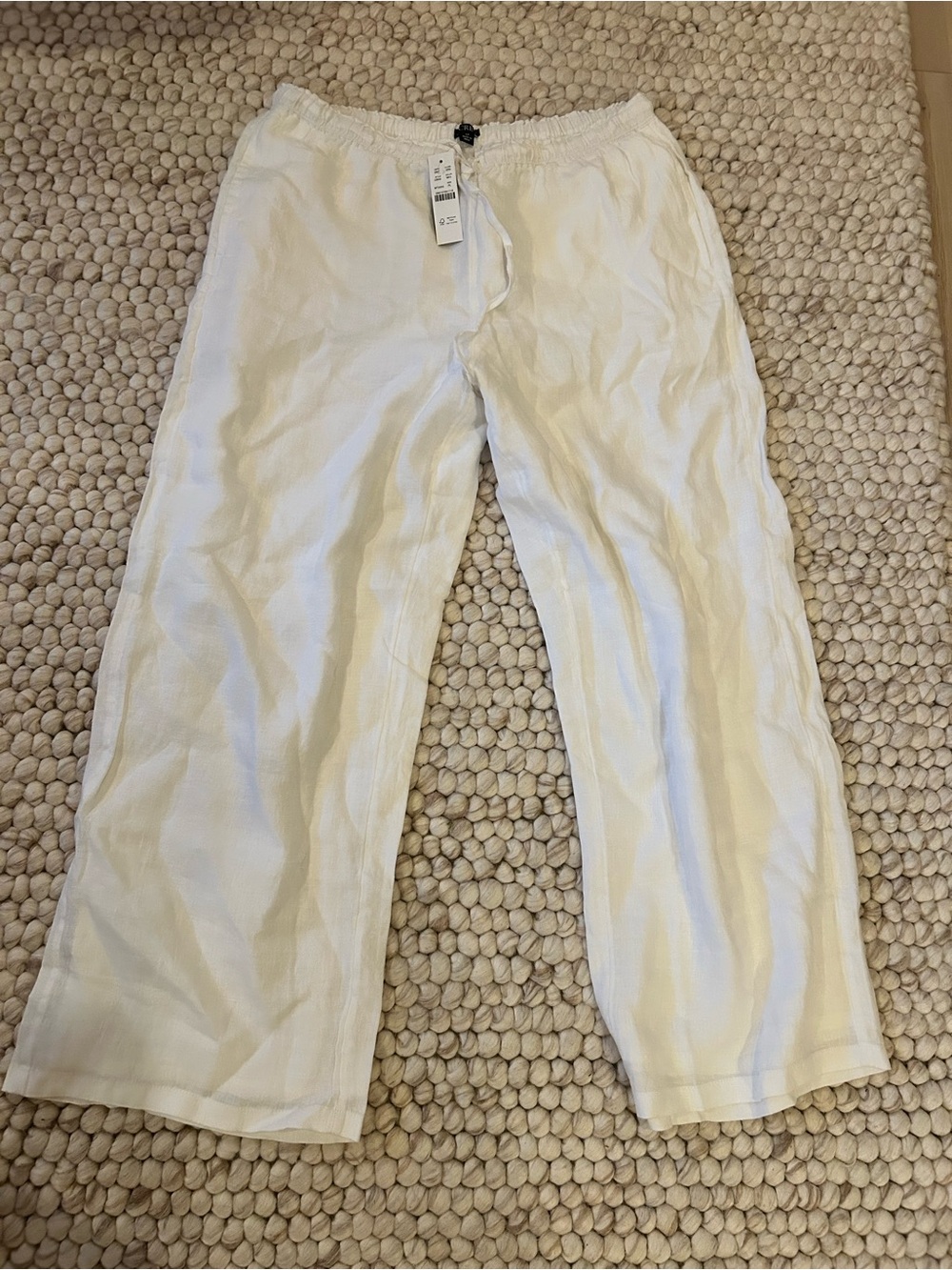 Jcrew Women’s Lightweight Linen-Blend Drawstring Pants - White